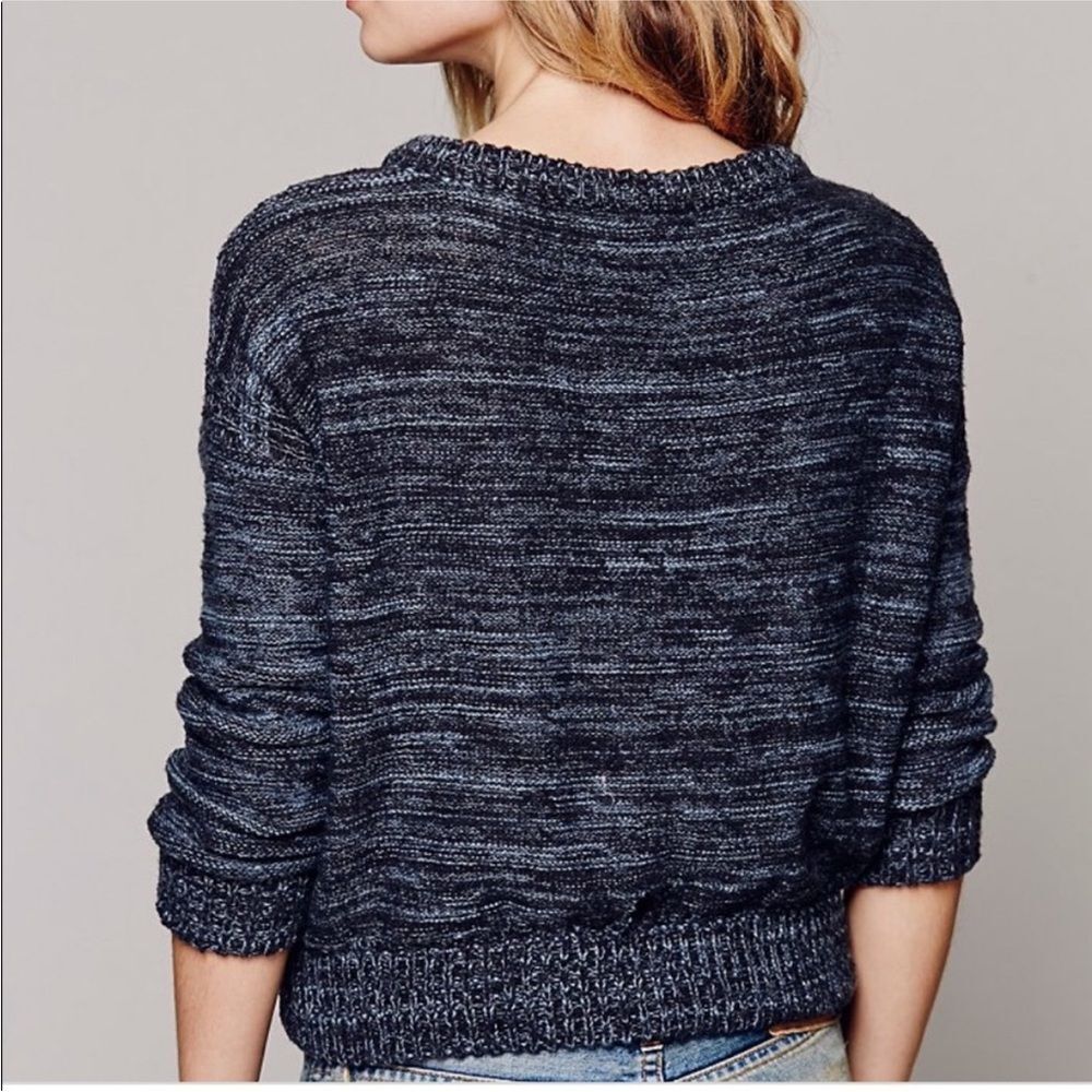 Free People In My Pocket Cropped Boxy Sweater w/ Pockets in Charcoal Grey XS - Picture 2 of 15
